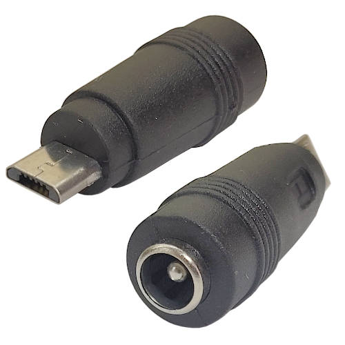 ADAPTADOR DC HUECO 5,5 x 2,1 mm HEMBRA a MICRO-USB ADAPTADOR DC HUECO 5,5 x 2,1 mm HEMBRA a MICRO-USB