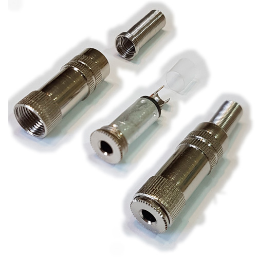 CONECTOR FICHA MINIPLUG 3,5 JACK HEMBRA MONO METAL PLATA