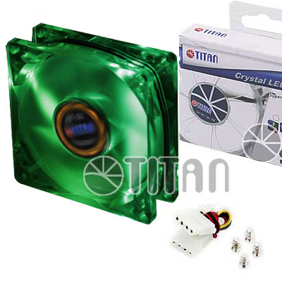 FAN 80mm LUZ LED VERDE 3PIN+ADPT 2000RPM RULEMAN TITAN FAN 80mm LUZ LED VERDE 3PIN+ADPT 2000RPM RULEMAN TITAN