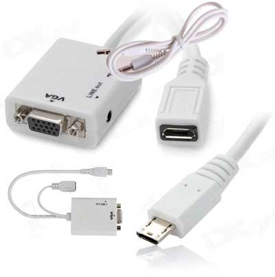 1412003 - ADAPTADOR CONVERSOR MICRO USB MHL / VGA (P/CONECTAR CELULARES COMPATIBLES CON MHL) (Liquidacion - ultimas unidades)