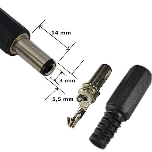 FICHA DC HUECO 5,5 x 3 x 14 mm PLUG MACHO