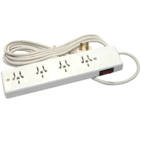 ZAPATILLA 4 TOMAS CABLE 3m BLANCO MULTINORMA + INTERRUPTOR CON PROTECCION TERMICA